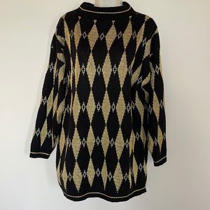 Trimmings Vintage lurex harlequin sweater Sz M
